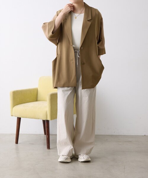 ear PAPILLONNER（イアパピヨネ）の「切替半袖ジャケット【SUM1 STYLE】（その他アウター・レディース・チャコールグレー/ブラック/キャメル・FREE）」の3枚目の写真