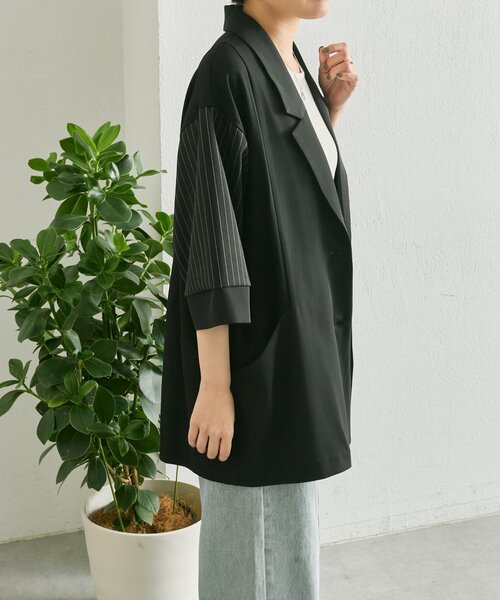 ear PAPILLONNER（イアパピヨネ）の「切替半袖ジャケット【SUM1 STYLE】（その他アウター・レディース・チャコールグレー/ブラック/キャメル・FREE）」の19枚目の写真