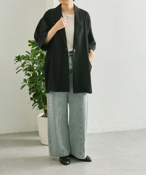 ear PAPILLONNER（イアパピヨネ）の「切替半袖ジャケット【SUM1 STYLE】（その他アウター・レディース・チャコールグレー/ブラック/キャメル・FREE）」の21枚目の写真