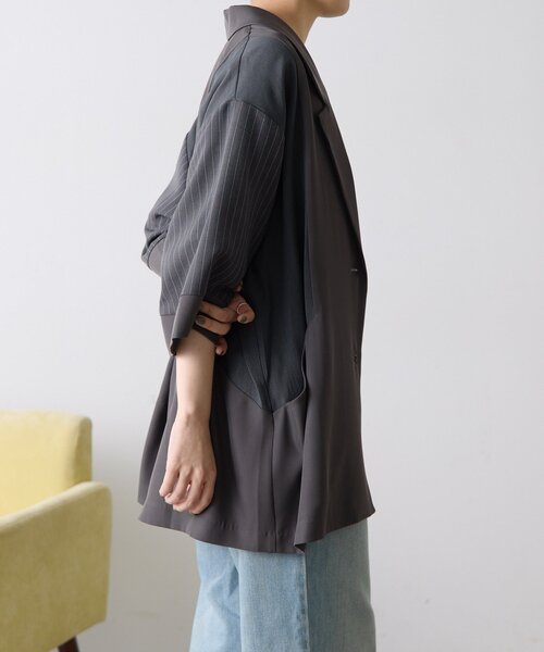 ear PAPILLONNER（イアパピヨネ）の「切替半袖ジャケット【SUM1 STYLE】（その他アウター・レディース・チャコールグレー/ブラック/キャメル・FREE）」の9枚目の写真