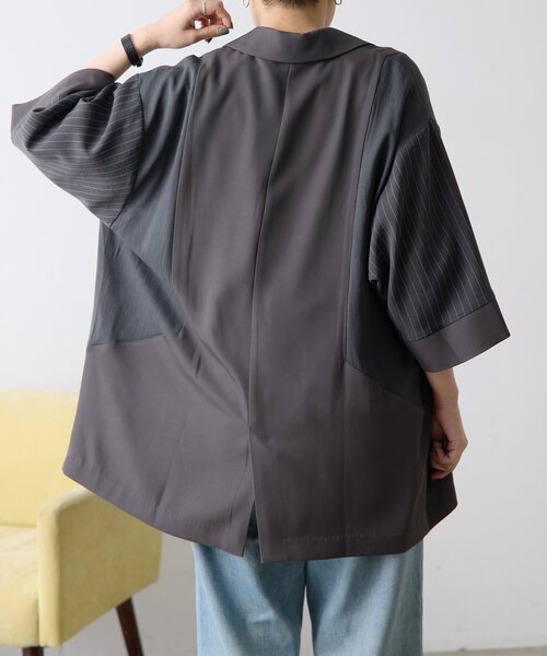 ear PAPILLONNER（イアパピヨネ）の「切替半袖ジャケット【SUM1 STYLE】（その他アウター・レディース・チャコールグレー/ブラック/キャメル・FREE）」の10枚目の写真
