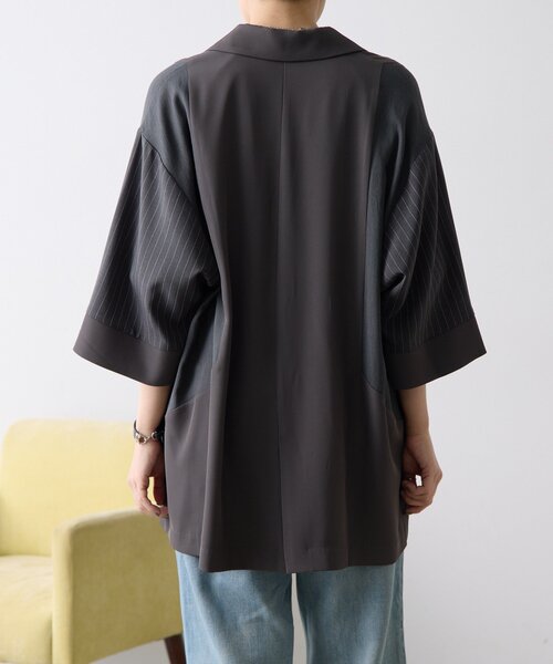 ear PAPILLONNER（イアパピヨネ）の「切替半袖ジャケット【SUM1 STYLE】（その他アウター・レディース・チャコールグレー/ブラック/キャメル・FREE）」の11枚目の写真