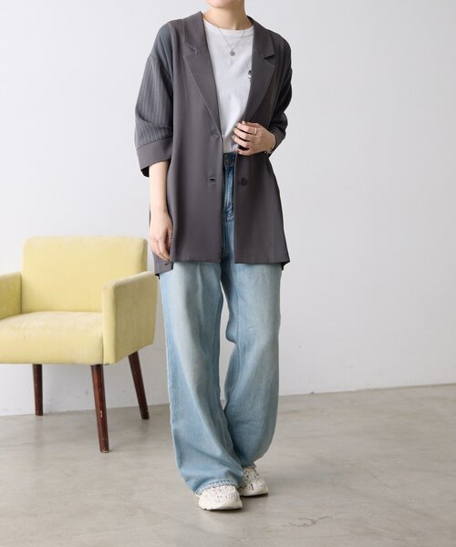 ear PAPILLONNER（イアパピヨネ）の「切替半袖ジャケット【SUM1 STYLE】（その他アウター・レディース・チャコールグレー/ブラック/キャメル・FREE）」の12枚目の写真
