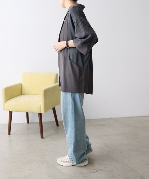 ear PAPILLONNER（イアパピヨネ）の「切替半袖ジャケット【SUM1 STYLE】（その他アウター・レディース・チャコールグレー/ブラック/キャメル・FREE）」の13枚目の写真