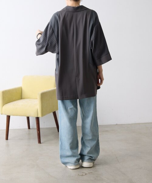 ear PAPILLONNER（イアパピヨネ）の「切替半袖ジャケット【SUM1 STYLE】（その他アウター・レディース・チャコールグレー/ブラック/キャメル・FREE）」の14枚目の写真
