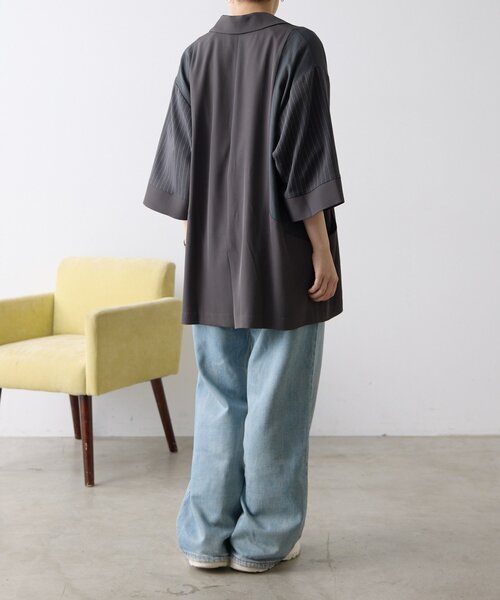 ear PAPILLONNER（イアパピヨネ）の「切替半袖ジャケット【SUM1 STYLE】（その他アウター・レディース・チャコールグレー/ブラック/キャメル・FREE）」の16枚目の写真