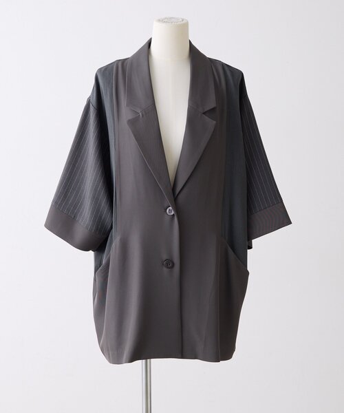ear PAPILLONNER（イアパピヨネ）の「切替半袖ジャケット【SUM1 STYLE】（その他アウター・レディース・チャコールグレー/ブラック/キャメル・FREE）」の17枚目の写真