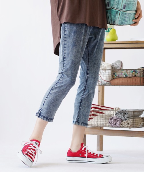 zootie（ズーティー）の「エアパンツ［クロップド］（その他パンツ・レディース・ブルー系その他/インディゴブルー/チャコール/ネイビー/ブラック×ホワイト/ケミカルウォッシュ/ホワイト系その他/ブルー系その他2/ブラック/グレー系その他/ライトベージュ/アイボリー・S/M/L/LL/3L）」の11枚目の写真