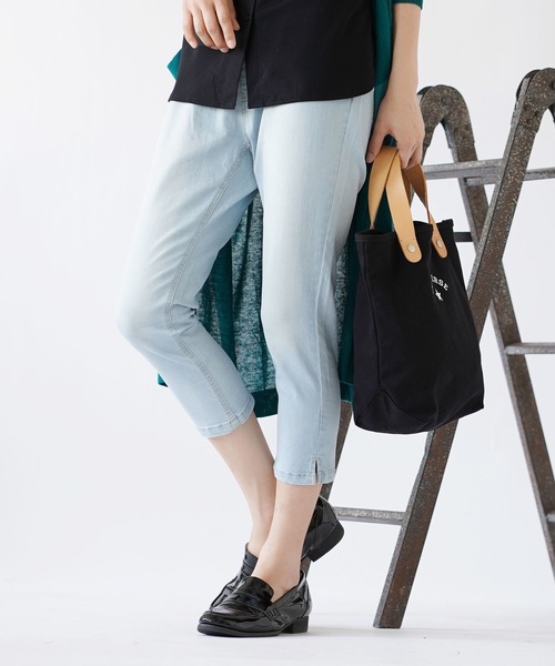 zootie（ズーティー）の「エアパンツ［クロップド］（その他パンツ・レディース・ブルー系その他/インディゴブルー/チャコール/ネイビー/ブラック×ホワイト/ケミカルウォッシュ/ホワイト系その他/ブルー系その他2/ブラック/グレー系その他/ライトベージュ/アイボリー・S/M/L/LL/3L）」の12枚目の写真