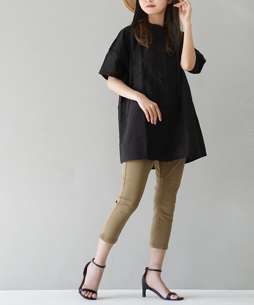 zootie（ズーティー）の「エアパンツ［クロップド］（その他パンツ・レディース・ブルー系その他/インディゴブルー/チャコール/ネイビー/ブラック×ホワイト/ケミカルウォッシュ/ホワイト系その他/ブルー系その他2/ブラック/グレー系その他/ライトベージュ/アイボリー・S/M/L/LL/3L）」の18枚目の写真