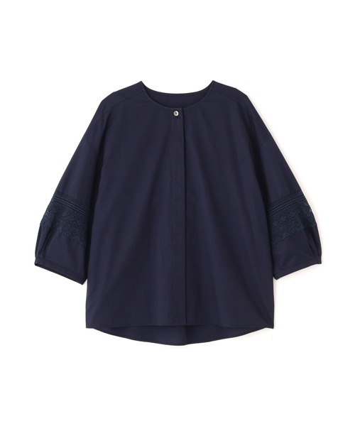 human woman（ヒューマンウーマン）の「◆レースドッキングクルーネックブラウス（シャツ/ブラウス・レディース・ネイビー/ホワイト/ブルー・MEDIUM）」の13枚目の写真