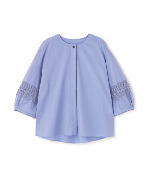 human woman（ヒューマンウーマン）の「◆レースドッキングクルーネックブラウス（シャツ/ブラウス・レディース・ネイビー/ホワイト/ブルー・MEDIUM）」の5枚目の写真