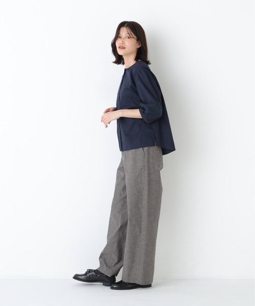 human woman（ヒューマンウーマン）の「◆レースドッキングクルーネックブラウス（シャツ/ブラウス・レディース・ネイビー/ホワイト/ブルー・MEDIUM）」の21枚目の写真