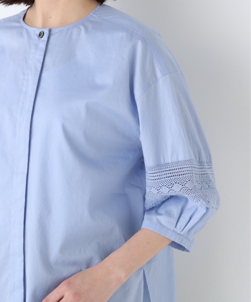 human woman（ヒューマンウーマン）の「◆レースドッキングクルーネックブラウス（シャツ/ブラウス・レディース・ネイビー/ホワイト/ブルー・MEDIUM）」の15枚目の写真