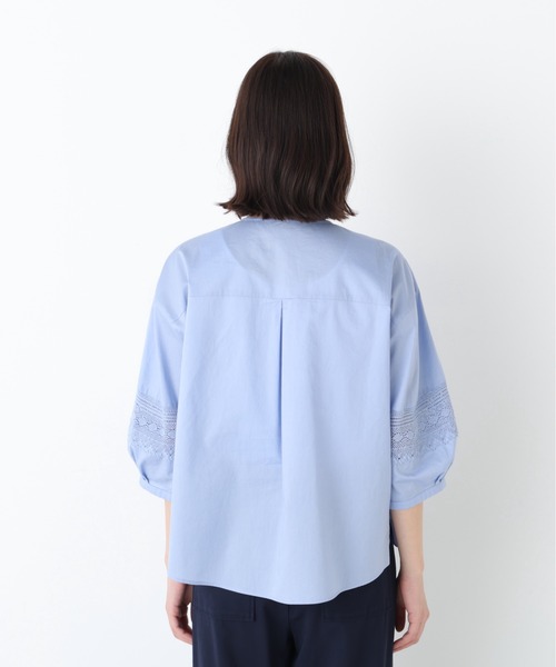 human woman（ヒューマンウーマン）の「◆レースドッキングクルーネックブラウス（シャツ/ブラウス・レディース・ネイビー/ホワイト/ブルー・MEDIUM）」の18枚目の写真