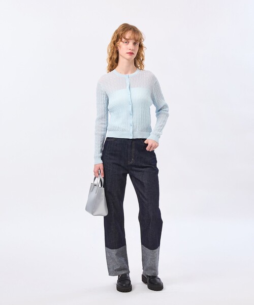 MACKINTOSH PHILOSOPHY（ﾏｯｷﾝﾄｯｼｭ ﾌｨﾛｿﾌｨｰ）の「【LEE4月号/蛯原友里さん着用】シアーケーブルカーディガン（カーディガン/ボレロ・レディース・ピンク系その他2/ブラック/ブルー・38）」の6枚目の写真