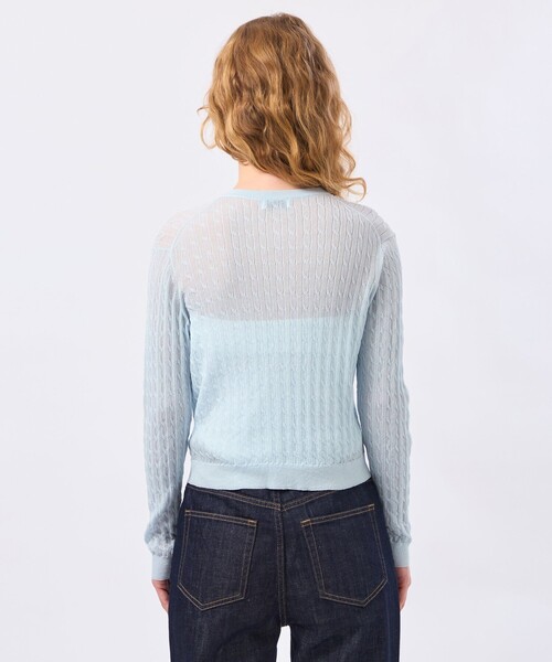 MACKINTOSH PHILOSOPHY（ﾏｯｷﾝﾄｯｼｭ ﾌｨﾛｿﾌｨｰ）の「【LEE4月号/蛯原友里さん着用】シアーケーブルカーディガン（カーディガン/ボレロ・レディース・ピンク系その他2/ブラック/ブルー・38）」の9枚目の写真