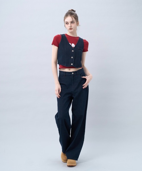 BENUA(ベヌア)の「Wide leg denim pants -ワイドレッグデニムパンツ-(デニムパンツ・レディース・グレー/インディゴブルー・MEDIUM/LARGE)」の3枚目の写真