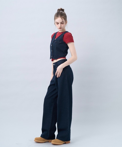 BENUA(ベヌア)の「Wide leg denim pants -ワイドレッグデニムパンツ-(デニムパンツ・レディース・グレー/インディゴブルー・MEDIUM/LARGE)」の5枚目の写真
