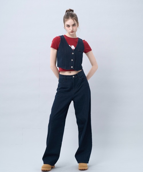 BENUA(ベヌア)の「Wide leg denim pants -ワイドレッグデニムパンツ-(デニムパンツ・レディース・グレー/インディゴブルー・MEDIUM/LARGE)」の4枚目の写真