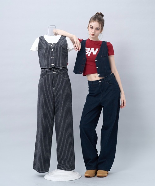 BENUA(ベヌア)の「Wide leg denim pants -ワイドレッグデニムパンツ-(デニムパンツ・レディース・グレー/インディゴブルー・MEDIUM/LARGE)」の15枚目の写真