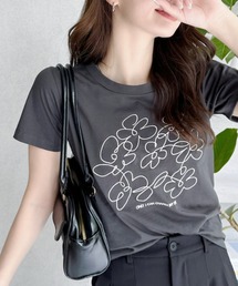 フラワー刺繍 半袖 Tシャツ