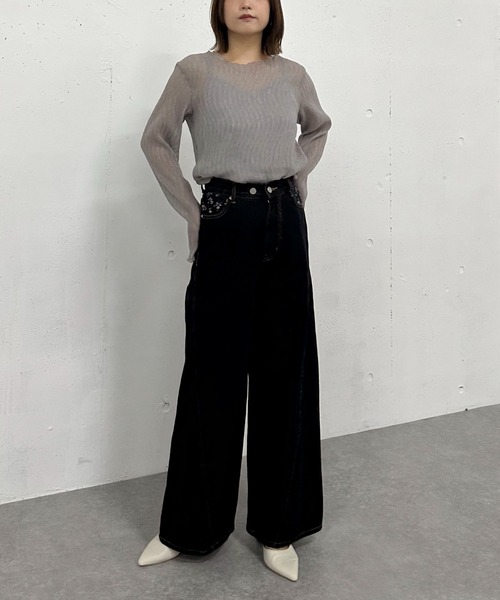 archives（アルシーヴ）の「シアー楊柳ＴＯＰＳ／（Tシャツ/カットソー・レディース・グレー/アイボリー/モカ/ピンク・MEDIUM）」の14枚目の写真