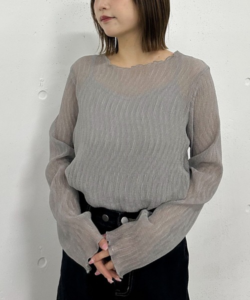 archives（アルシーヴ）の「シアー楊柳ＴＯＰＳ／（Tシャツ/カットソー・レディース・グレー/アイボリー/モカ/ピンク・MEDIUM）」の12枚目の写真