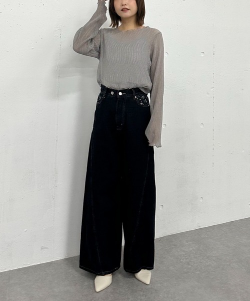 archives（アルシーヴ）の「シアー楊柳ＴＯＰＳ／（Tシャツ/カットソー・レディース・グレー/アイボリー/モカ/ピンク・MEDIUM）」の15枚目の写真