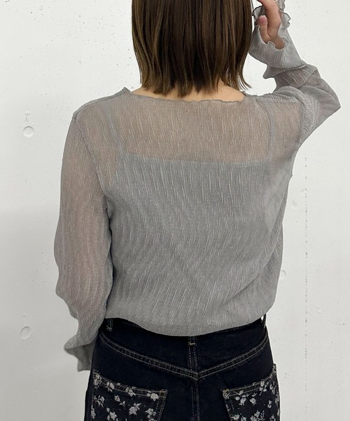 archives（アルシーヴ）の「シアー楊柳ＴＯＰＳ／（Tシャツ/カットソー・レディース・グレー/アイボリー/モカ/ピンク・MEDIUM）」の13枚目の写真