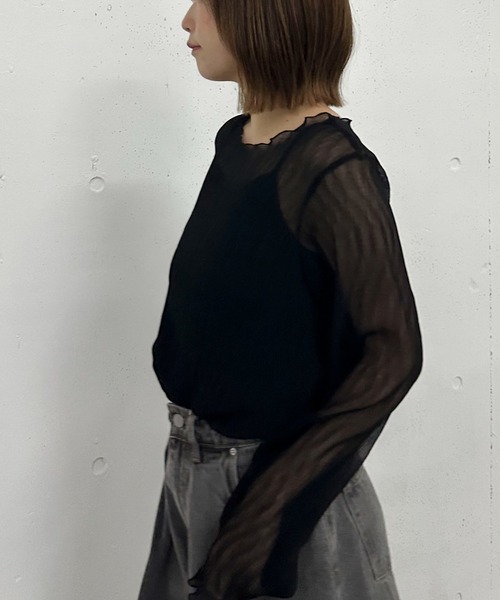 archives（アルシーヴ）の「シアー楊柳ＴＯＰＳ／（Tシャツ/カットソー・レディース・グレー/アイボリー/モカ/ピンク・MEDIUM）」の19枚目の写真