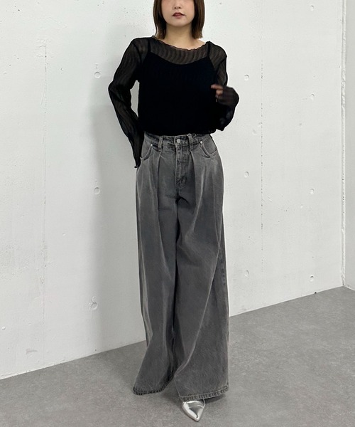 archives（アルシーヴ）の「シアー楊柳ＴＯＰＳ／（Tシャツ/カットソー・レディース・グレー/アイボリー/モカ/ピンク・MEDIUM）」の21枚目の写真