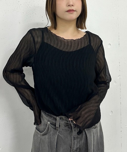 archives（アルシーヴ）の「シアー楊柳ＴＯＰＳ／（Tシャツ/カットソー・レディース・グレー/アイボリー/モカ/ピンク・MEDIUM）」の17枚目の写真