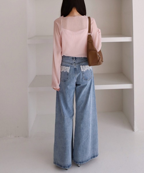 archives（アルシーヴ）の「シアー楊柳ＴＯＰＳ／（Tシャツ/カットソー・レディース・グレー/アイボリー/モカ/ピンク・MEDIUM）」の10枚目の写真