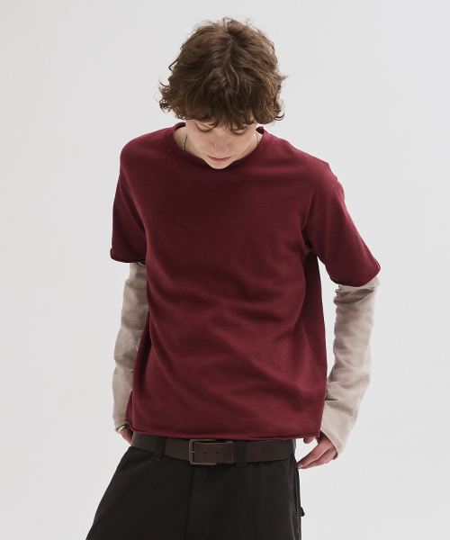 LEIRE（ルアール）の「カットオフレイヤードロングスリーブTシャツ[バーガンディ]（Tシャツ/カットソー・メンズ・その他・MEDIUM/LARGE/X-LARGE）」の2枚目の写真