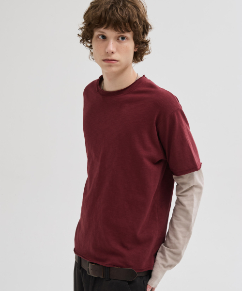 LEIRE（ルアール）の「カットオフレイヤードロングスリーブTシャツ[バーガンディ]（Tシャツ/カットソー・メンズ・その他・MEDIUM/LARGE/X-LARGE）」の4枚目の写真