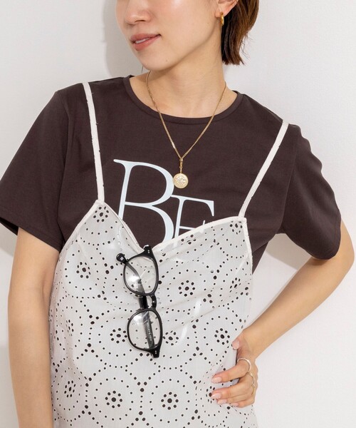 NOLLEY’S（ノーリーズ）の「ウォッシャブルプリントT（Tシャツ/カットソー・レディース・サックスブルー/ネイビー/ホワイト/ダークブラウン・38）」の2枚目の写真