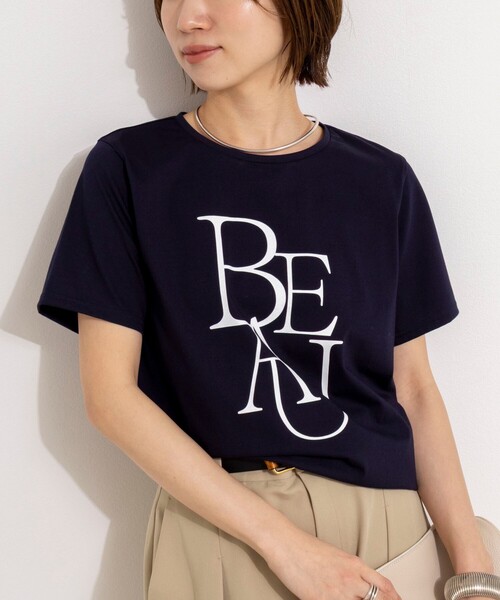 NOLLEY’S（ノーリーズ）の「ウォッシャブルプリントT（Tシャツ/カットソー・レディース・サックスブルー/ネイビー/ホワイト/ダークブラウン・38）」の3枚目の写真