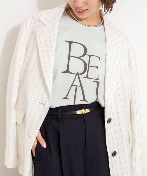 NOLLEY’S（ノーリーズ）の「ウォッシャブルプリントT（Tシャツ/カットソー・レディース・サックスブルー/ネイビー/ホワイト/ダークブラウン・38）」の4枚目の写真