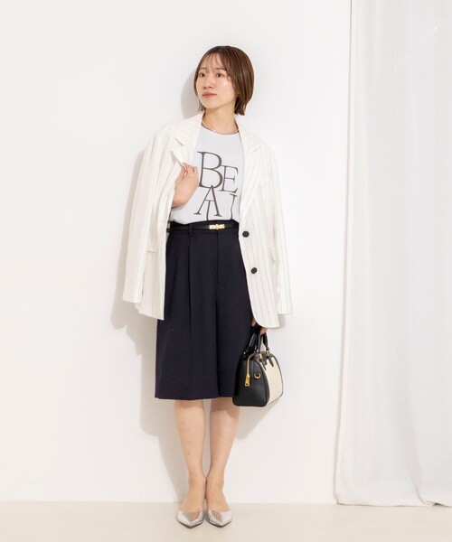 NOLLEY’S（ノーリーズ）の「ウォッシャブルプリントT（Tシャツ/カットソー・レディース・サックスブルー/ネイビー/ホワイト/ダークブラウン・38）」の5枚目の写真