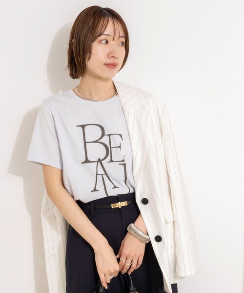 NOLLEY’S（ノーリーズ）の「ウォッシャブルプリントT（Tシャツ/カットソー・レディース・サックスブルー/ネイビー/ホワイト/ダークブラウン・38）」の7枚目の写真