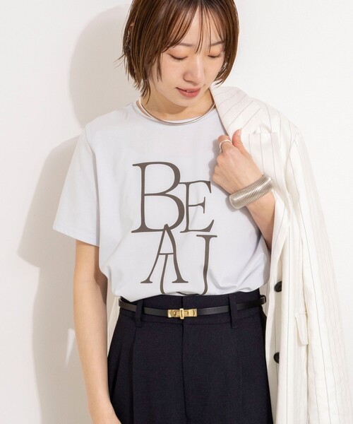 NOLLEY’S（ノーリーズ）の「ウォッシャブルプリントT（Tシャツ/カットソー・レディース・サックスブルー/ネイビー/ホワイト/ダークブラウン・38）」の8枚目の写真