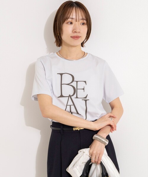 NOLLEY’S（ノーリーズ）の「ウォッシャブルプリントT（Tシャツ/カットソー・レディース・サックスブルー/ネイビー/ホワイト/ダークブラウン・38）」の12枚目の写真