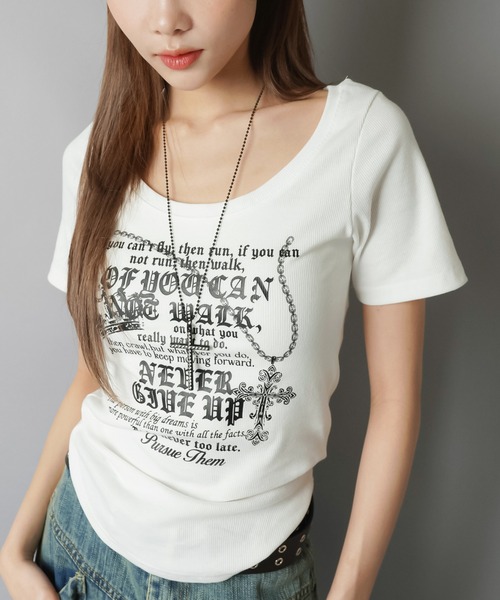 半袖Tシャツ/英字ロゴ/レター/平成ギャル（Tシャツ/カットソー