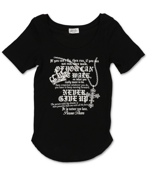 SPINNS(スピンズ)の「半袖Tシャツ/英字ロゴ/レター/平成ギャル(Tシャツ/カットソー・レディース・オフホワイト/ブラック/ベージュ・ONESIZE)」の5枚目の写真
