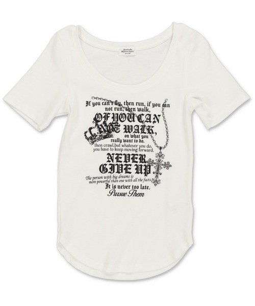 SPINNS(スピンズ)の「半袖Tシャツ/英字ロゴ/レター/平成ギャル(Tシャツ/カットソー・レディース・オフホワイト/ブラック/ベージュ・ONESIZE)」の4枚目の写真
