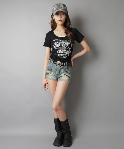 SPINNS(スピンズ)の「半袖Tシャツ/英字ロゴ/レター/平成ギャル(Tシャツ/カットソー・レディース・オフホワイト/ブラック/ベージュ・ONESIZE)」の10枚目の写真