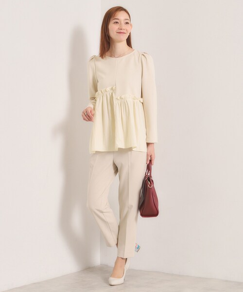 ITS'DEMO（イッツデモ）の「【洗濯機OK】異素材ドッキングトップス（Tシャツ/カットソー・レディース・ベビーピンク/ブラック/アイボリー・00）」の5枚目の写真