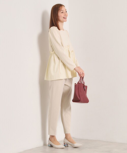 ITS'DEMO（イッツデモ）の「【洗濯機OK】異素材ドッキングトップス（Tシャツ/カットソー・レディース・ベビーピンク/ブラック/アイボリー・00）」の6枚目の写真