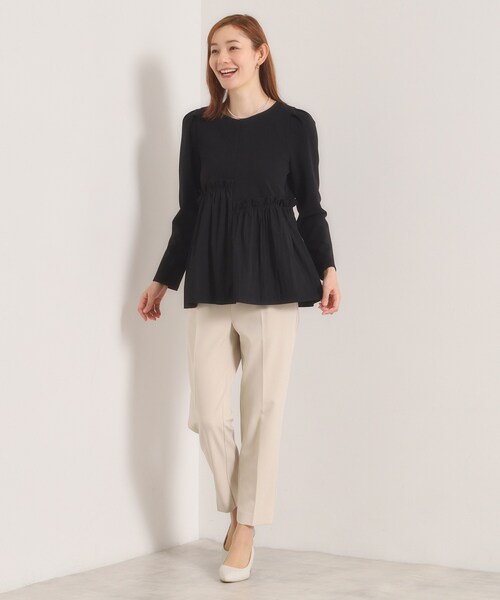 ITS'DEMO（イッツデモ）の「【洗濯機OK】異素材ドッキングトップス（Tシャツ/カットソー・レディース・ベビーピンク/ブラック/アイボリー・00）」の9枚目の写真